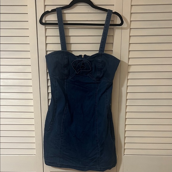 Dresses & Skirts - Denim Blue Women's Dress with Rosette